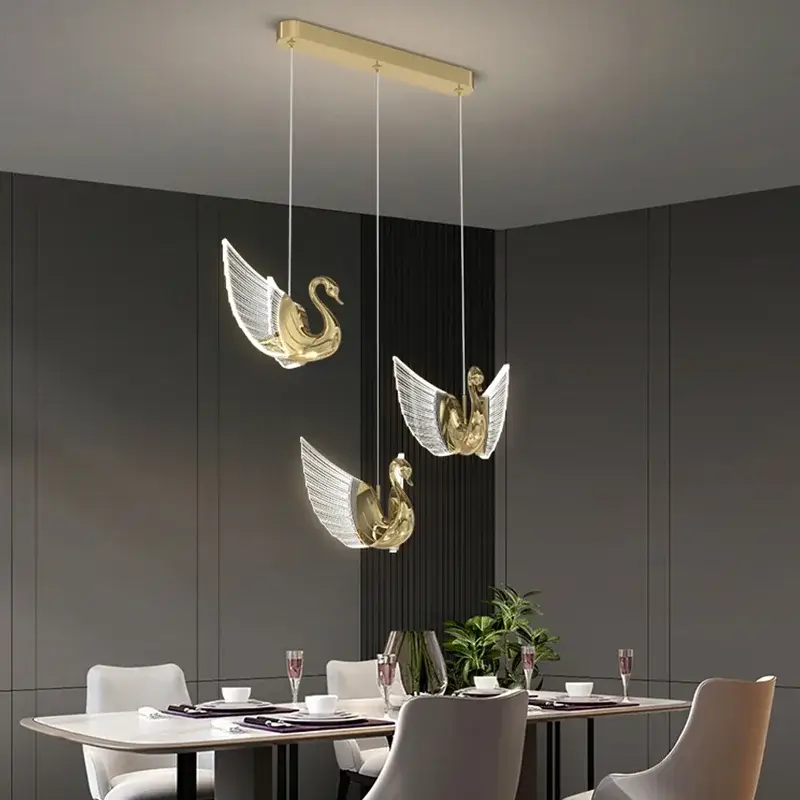 Seulement Aujourd'hui Modern gold swan led chandelier creative design for decorative ligh...