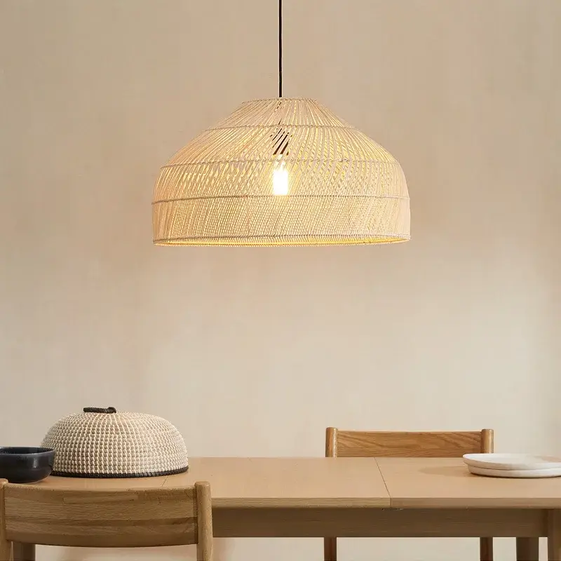 Vintage rattan pendant light in asian style for interior decoration Livraison Express