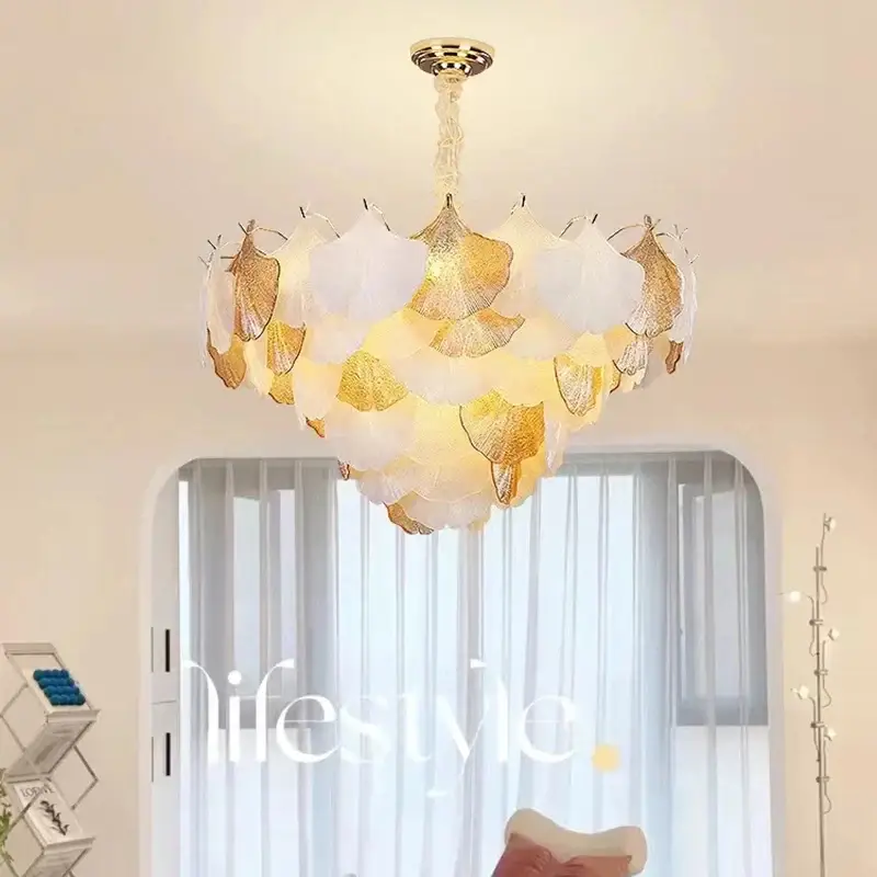 Modern glass ginkgo pendant light for decorative indoor lighting Meilleure Vente