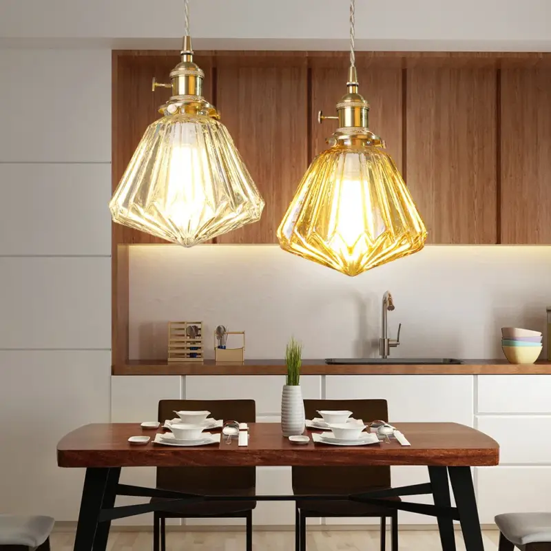 Acheter Direct Modern glass and copper chandelier with minimalist design for creat...