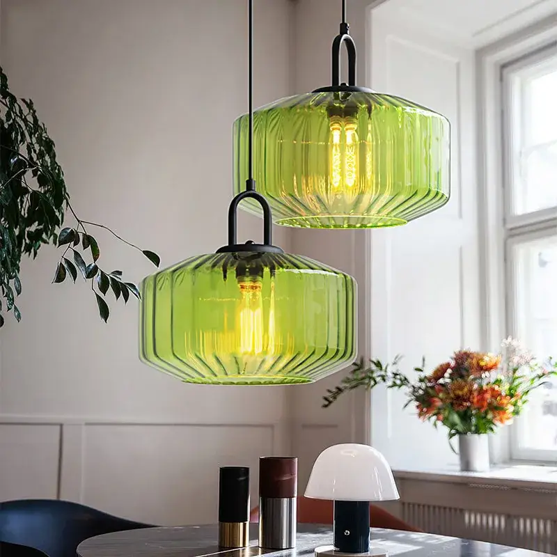 Retro glass pendant chandelier with decorative led light Paiement Sécurisé