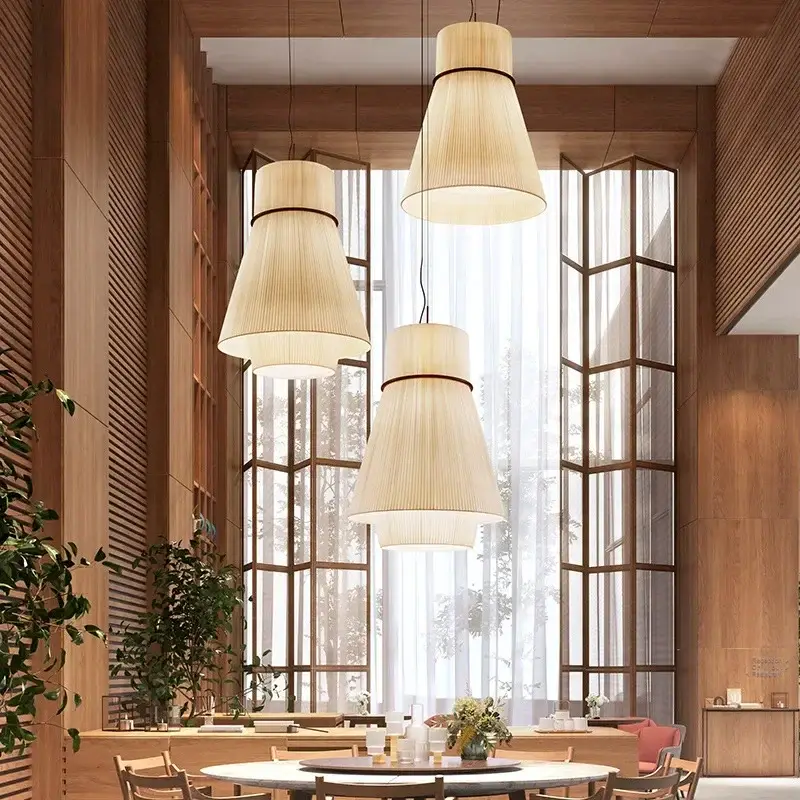 Modern wabi-sabi fabric pendant light for interior decoration Livraison Express