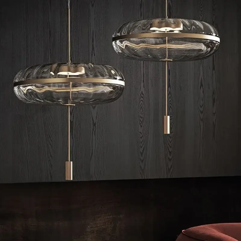Prix Promo Post-modern luxury ripple glass pendant light