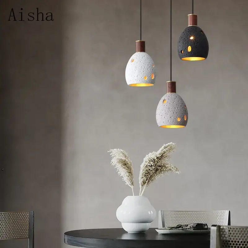 Honeycomb stone pendant light with retro copper design for indoor use Prix Promo