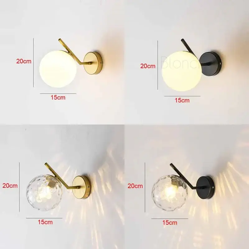 Prix Bas Creative metal wall light with modern glass globe