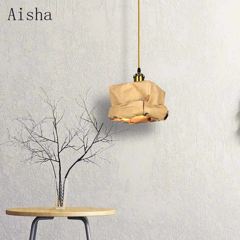 Minimalist nordic design kraft paper pendant light for interior dec... Expédition Rapide