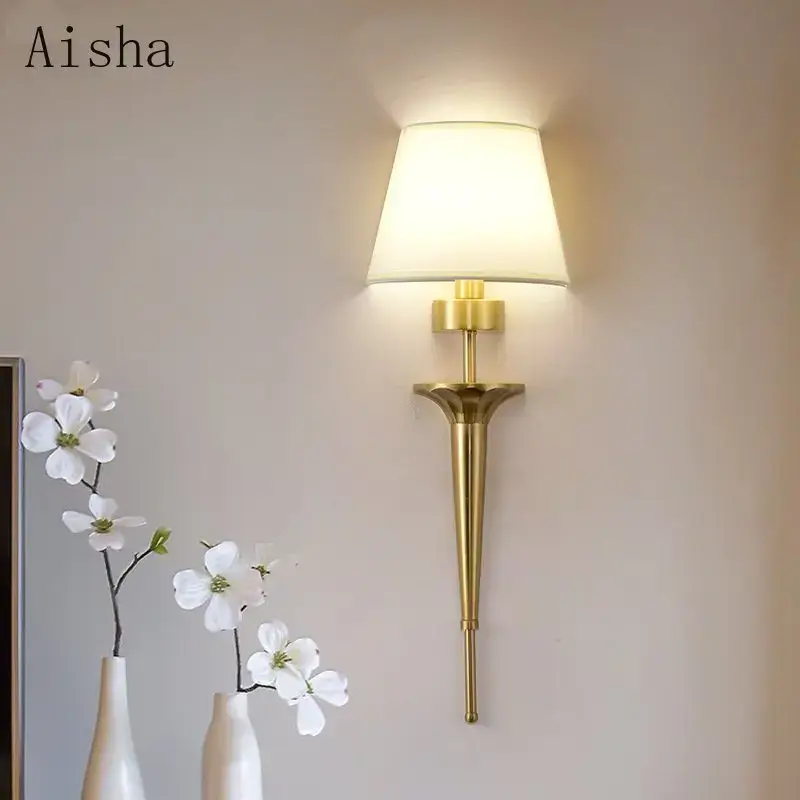 Minimalist copper fabric wall lamp for luxury interior decoration Prix Cassé