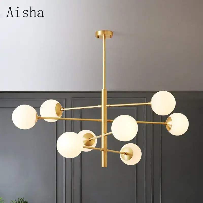 Modern nordic glass and copper chandelier Must-Have