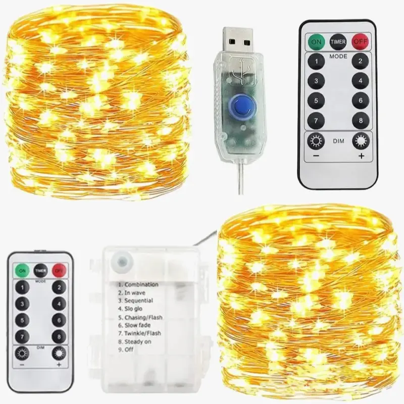 Waterproof christmas string lights with remote and 8 lighting modes Prix Cassé