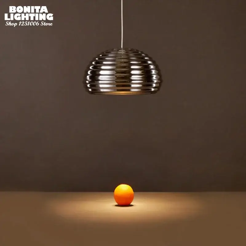Modern semicircle striped metal pendant light for elegant interiors Prix Choc
