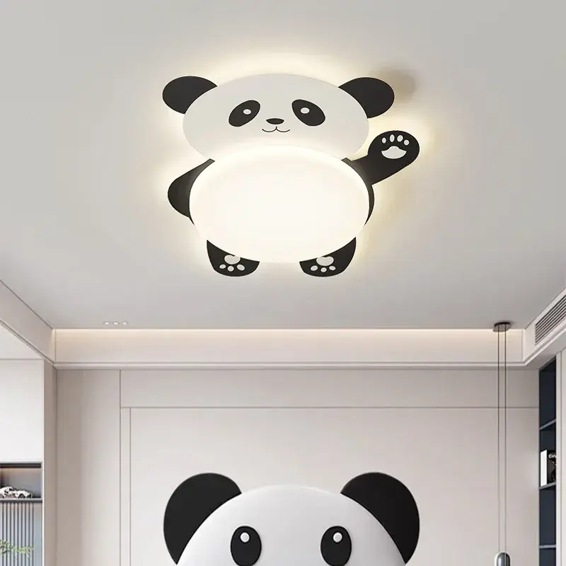 Retour Gratuit Cute panda ceiling light for modern minimalist children's bedroom