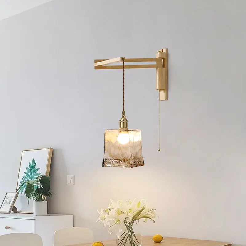 Achetez Aujourd'hui Glass, wood and ceramic wall light with foldable swivel arm