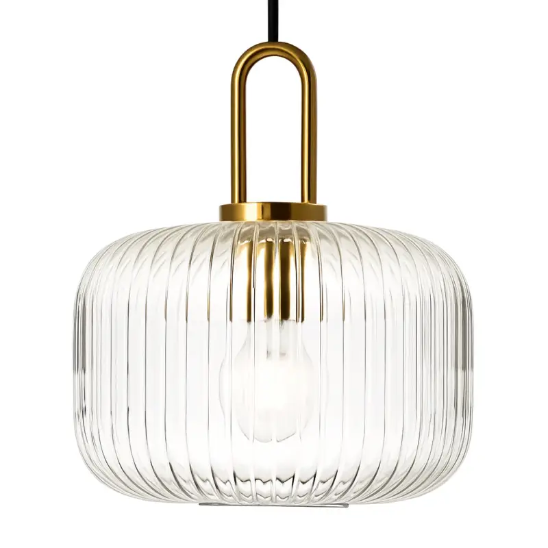 Pumpkin-style glass pendant light for modern decor Quantité Limitée