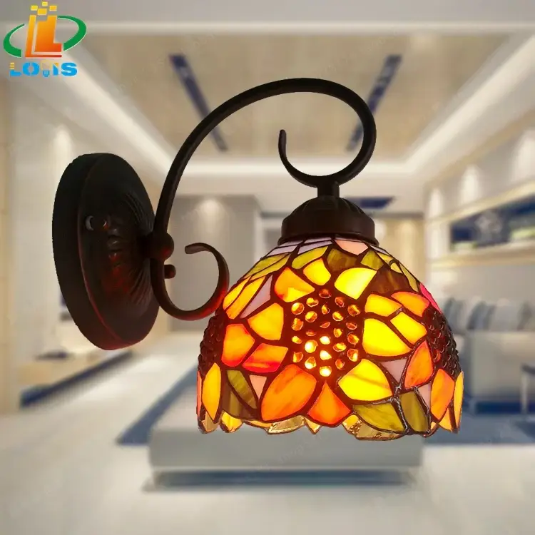 Nouvel Arrivage European style glass sunflower wall light for garden and balcony