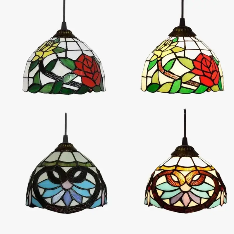 Prix Bas Vintage tiffany-style stained glass pendant light for interior decor