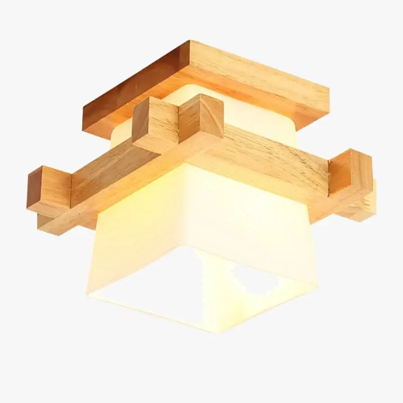 Expédié Aujourd'hui Japanese glass and wood ceiling light for modern interiors