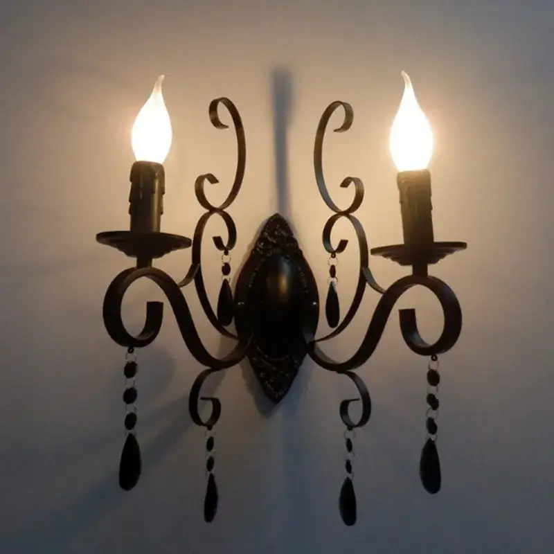 Bon Marché Vintage double head metal crystal wall light