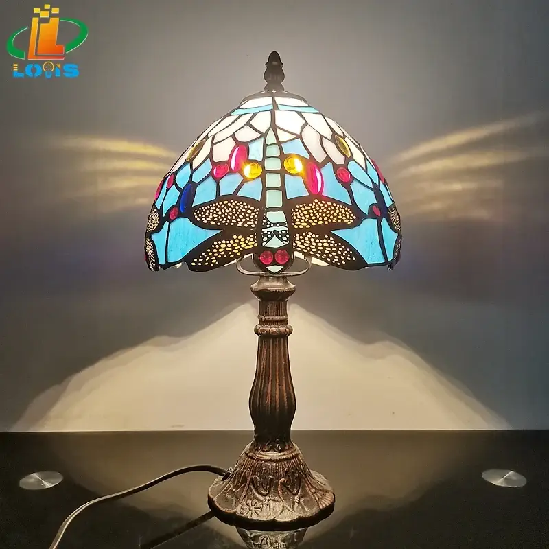 Affaire À Saisir Antique enamelled alloy dragonfly bedside lamp mediterranean decora...