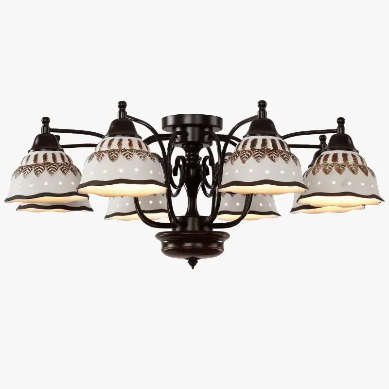 Haute Qualité European style ceramic ceiling light with retro ambience for interiors