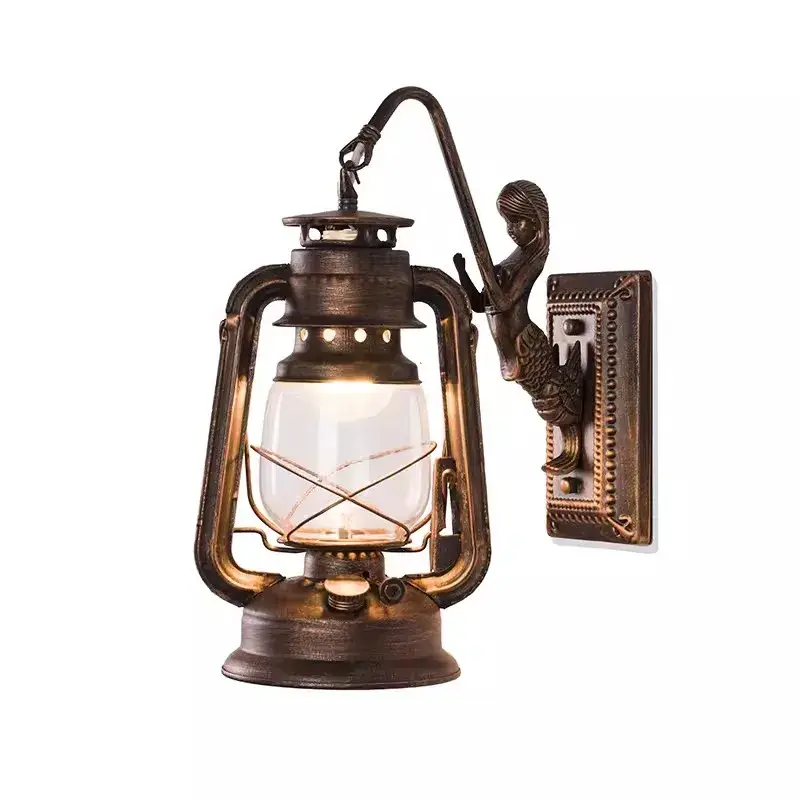 Retro barn lantern european kerosene wall lamp bedroom bedside wall... Promotion Saisonnière