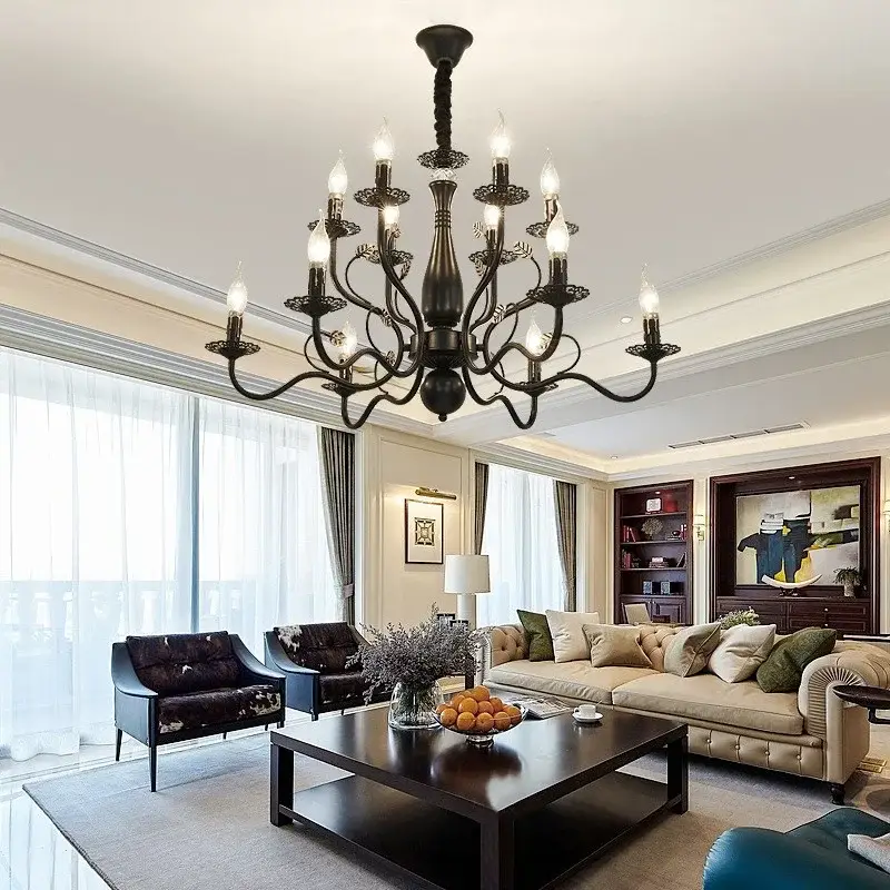 Classic american country style retro wrought iron chandelier Bon Marché