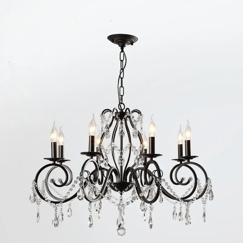 Classic wrought iron and crystal chandelier for industrial interiors Meilleure Vente