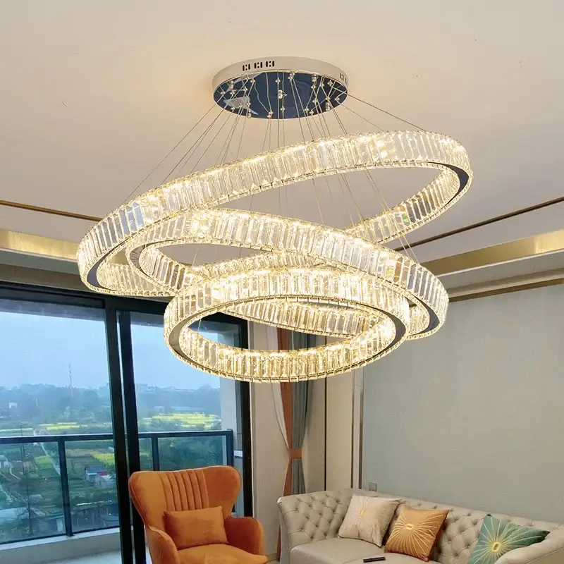 Modern crystal chandelier with adjustable rings for interior decora... Petit Prix