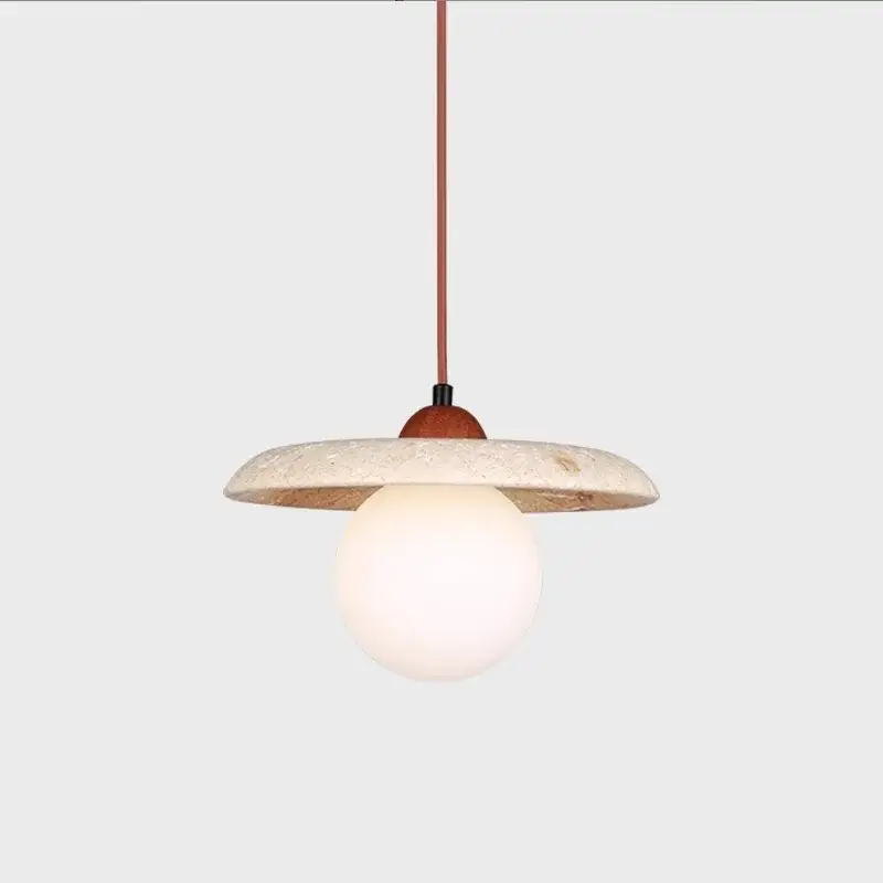 Retro natural stone and vintage glass pendant light Populaire