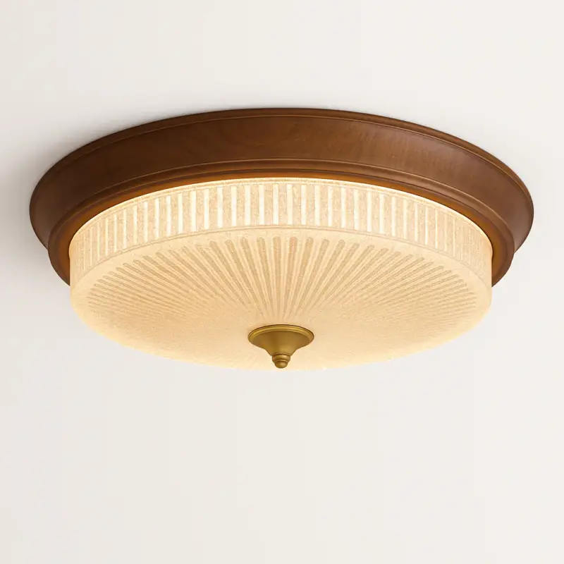 Offre Limitée Walnut color etched glass lampshade, french retro art vintage, ceil…
