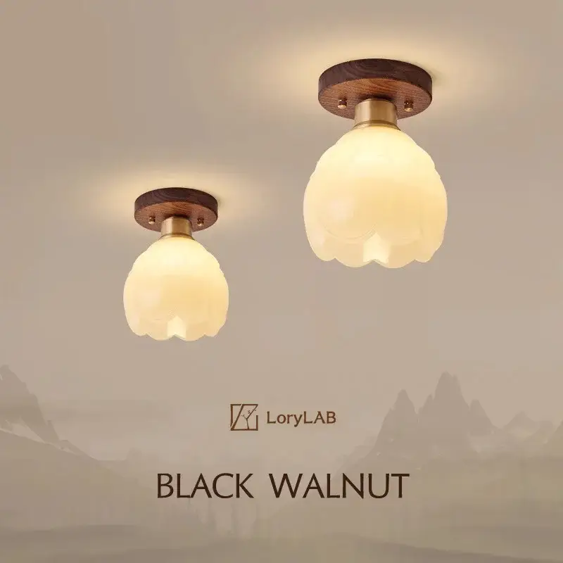 Walnut wood art resin, wabi-sabi modern vintage style, ceiling ligh... Promotion