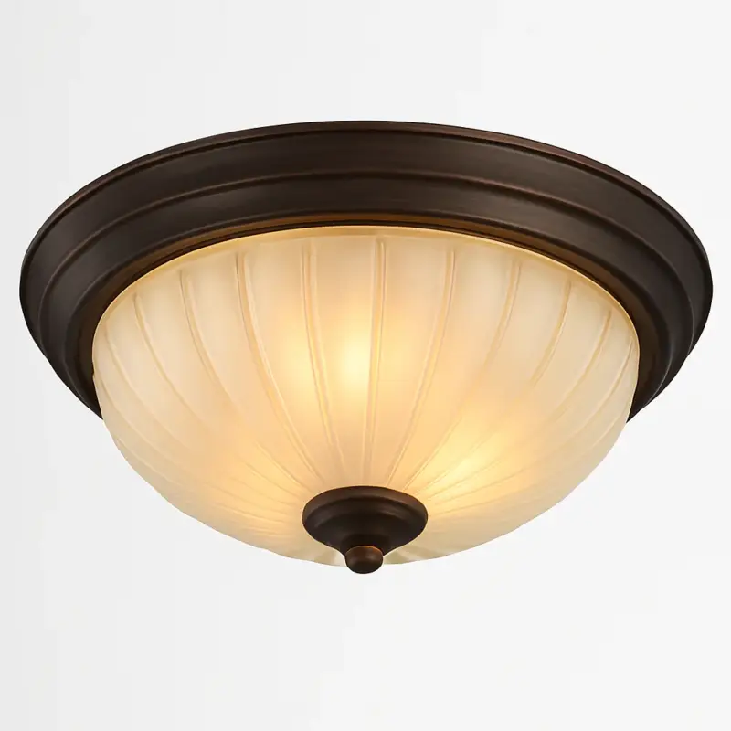 Vintage black bronze ceiling light with frosted glass shade Commander Maintenant