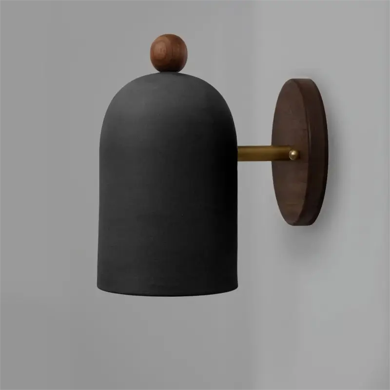 Authentique Walnut wood iron, simple modern wabi-sabi style, wall sconce for be...