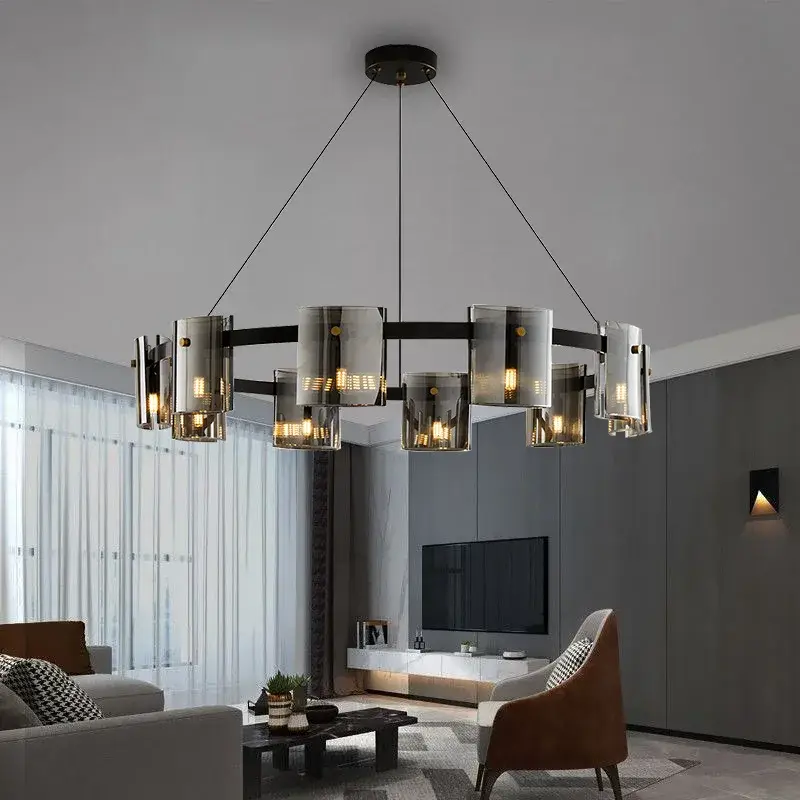 Modern smoked glass chandelier for elegant décor Top Vente