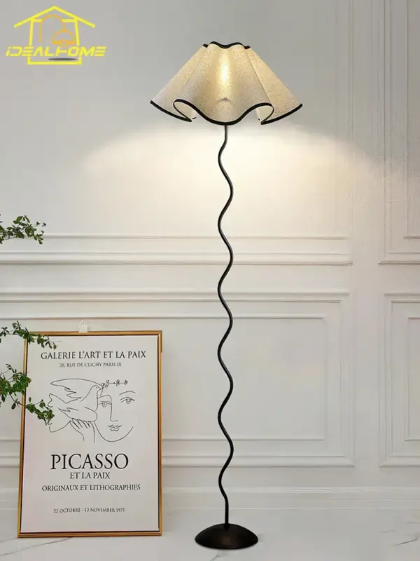 Meilleur Prix Modern floor lamp with nordic floral fabric shade