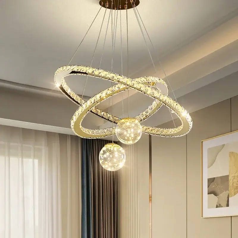 Solde Modern crystal led chandelier with gold star finish