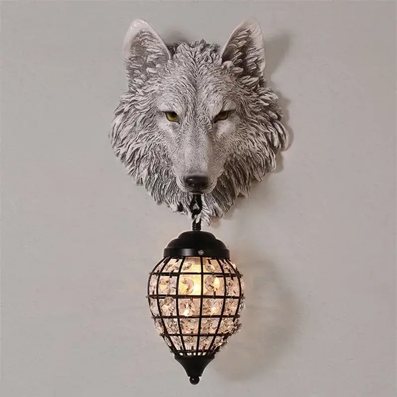 Offre Spéciale Vintage resin wolf wall light for artistic interior decor