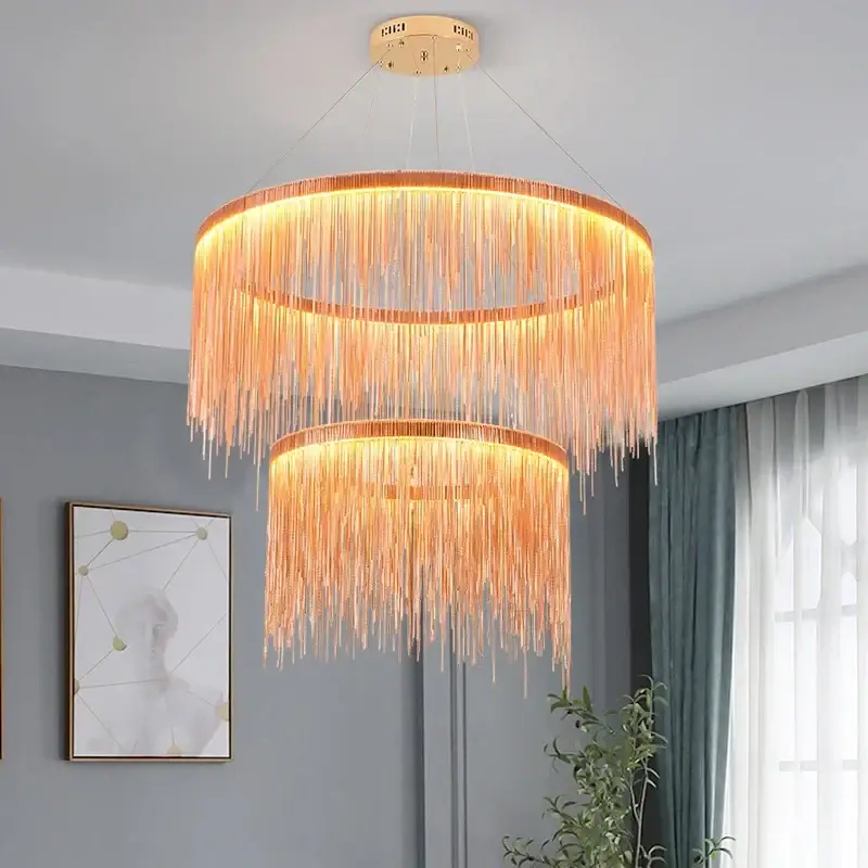 Remise Dimmable led tassel pendant chandelier with remote control