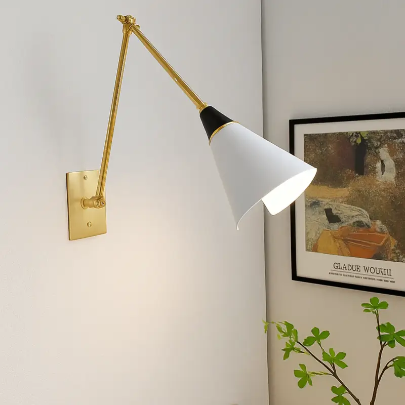 Super Prix Retro medieval black and gold brass led wall light with adjustable arm