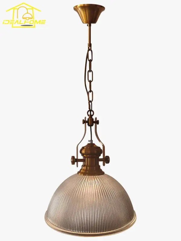 Affaire À Saisir Vintage iron country-style pendant light with striped glass