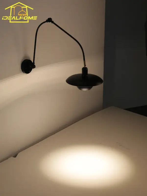 Industrial wall light with adjustable swing arm for indoor lighting Retour Gratuit