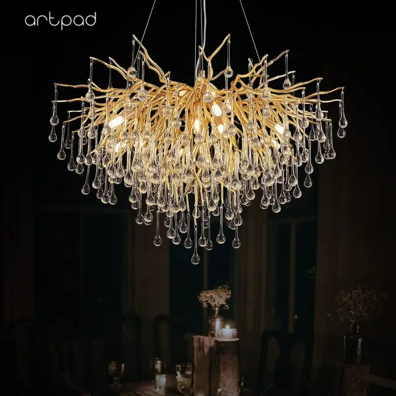 Modern crystal raindrop chandelier with elegant design for decorati... Produit De Marque