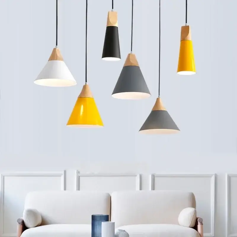 Nouvelle Collection Wood and iron pendant light for modern lighting