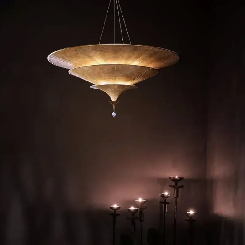 Thai umbrella chandelier wabi-sabi style for modern interiors Livraison Express