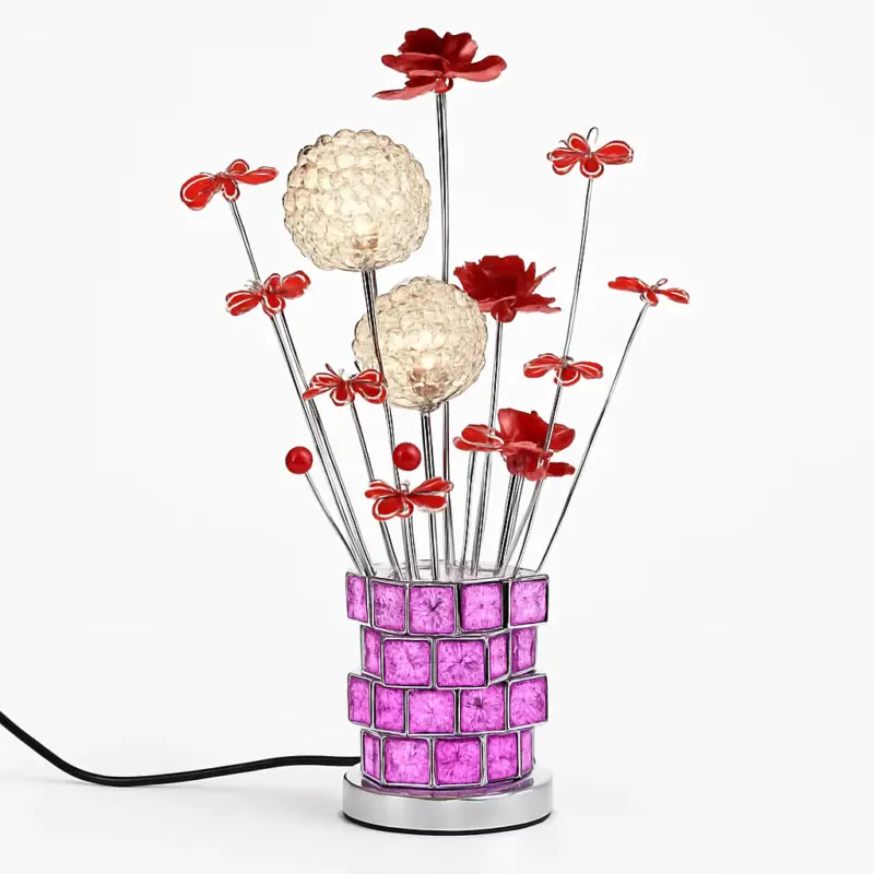 Jusqu'à Épuisement Des Stocks Modern acrylic table lamp with decorative floral motifs