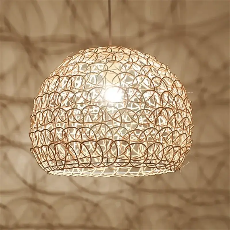 Woven rattan pendant light nordic and japanese style Prix Cassé