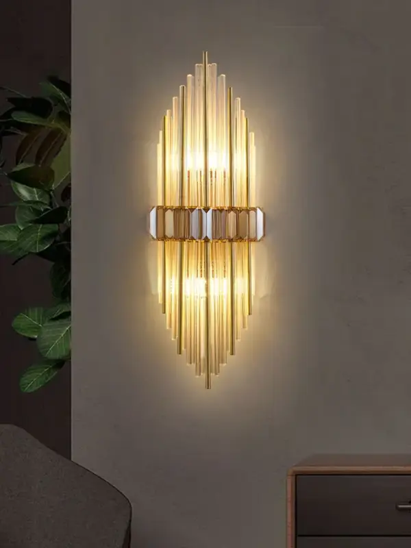 Modern wall light in stainless steel and decorative crystal Offre Du Jour