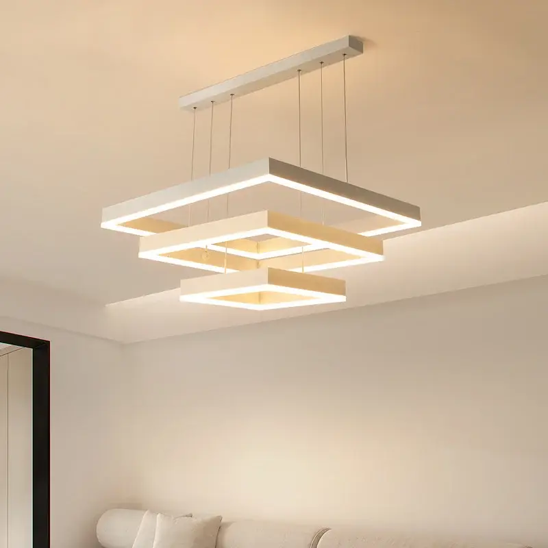 Modern square led chandelier, white living restaurant, kitchen, bed... Nouveauté