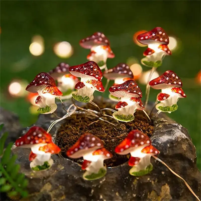 Offre Spéciale Fairy mushroom string lights battery operated copper wire