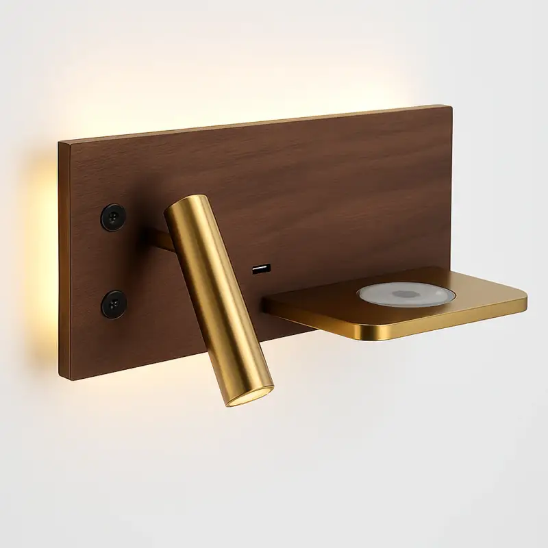 Multifunction wall light with wireless charger and shelf Offre Du Jour