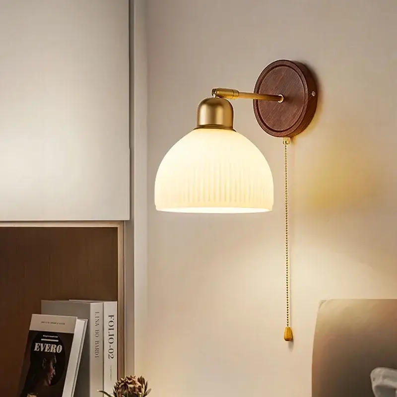 Must-Have Glass wall light with pull switch artistic decor